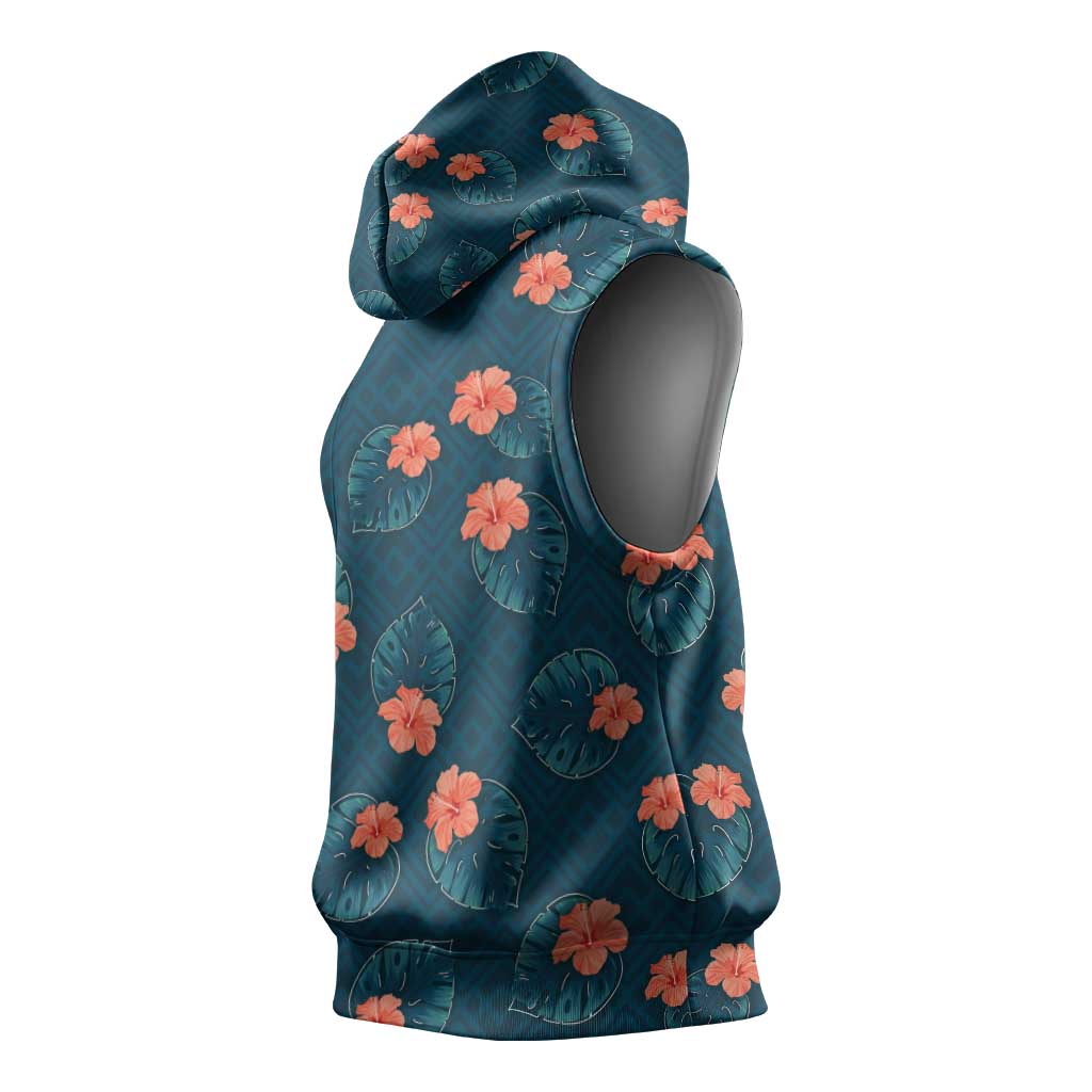 Hawaii Monstera Sleeveless Hoodie Hibiscus Flowers Simple Style DT05 - Polynesian Pride