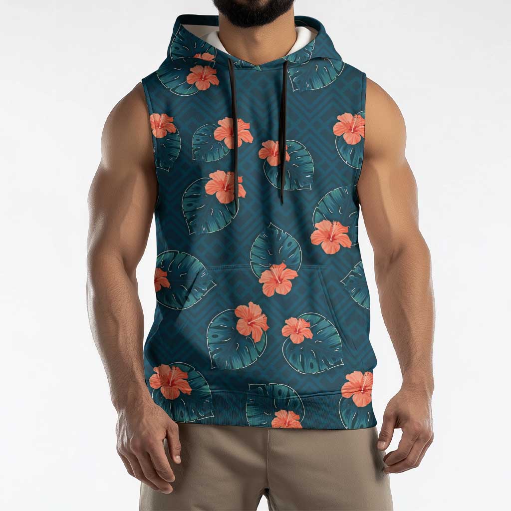 Hawaii Monstera Sleeveless Hoodie Hibiscus Flowers Simple Style DT05 - Polynesian Pride
