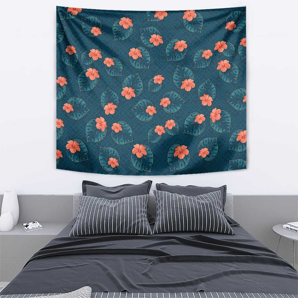Hawaii Monstera Tapestry Hibiscus Flowers Simple Style - Polynesian Pride