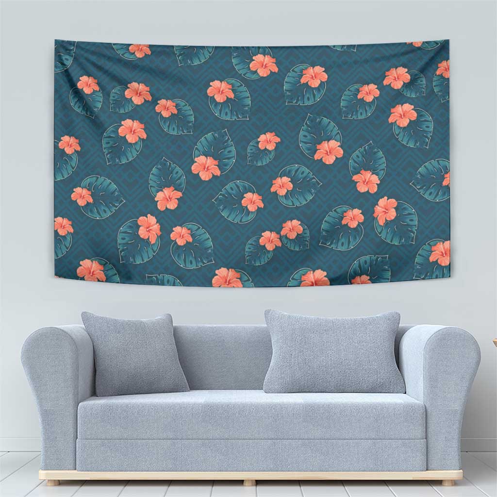 Hawaii Monstera Tapestry Hibiscus Flowers Simple Style - Polynesian Pride