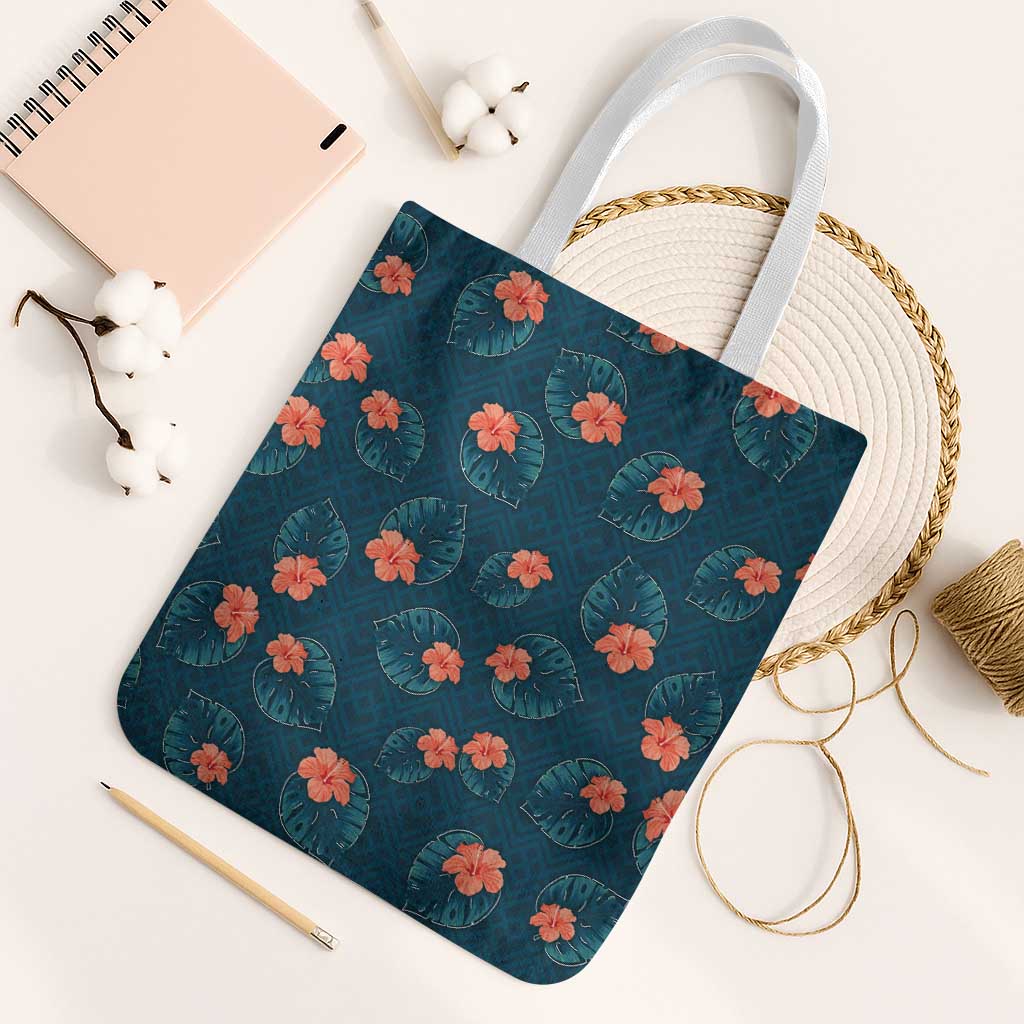 Hawaii Monstera Tote Bag Hibiscus Flowers Simple Style - Polynesian Pride