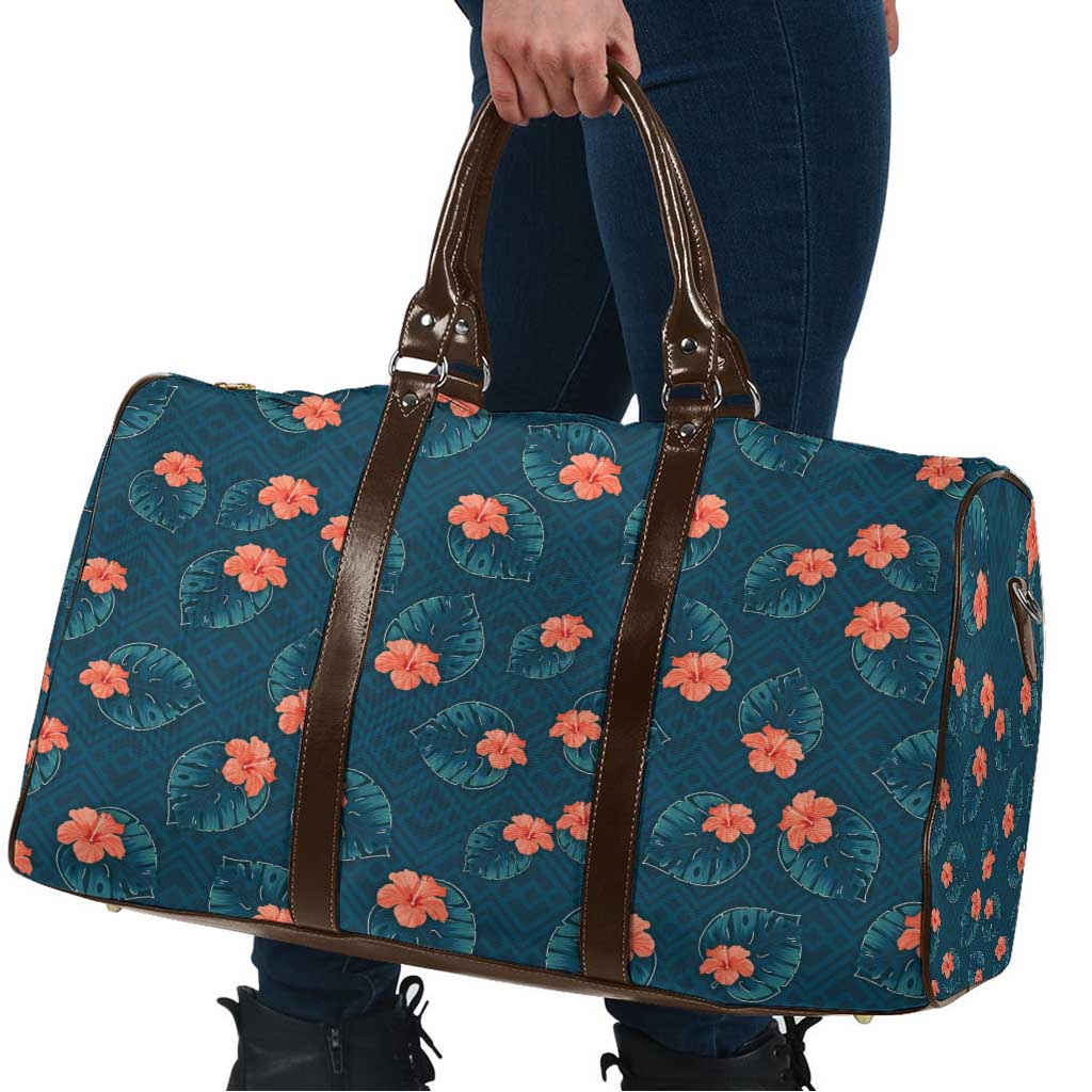 Hawaii Monstera Travel Bag Hibiscus Flowers Simple Style - Polynesian Pride