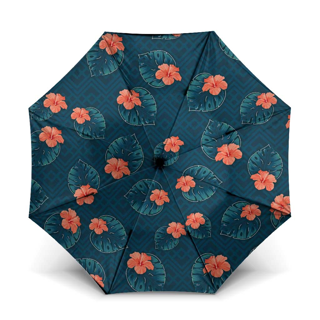 Hawaii Monstera Umbrella Hibiscus Flowers Simple Style - Polynesian Pride