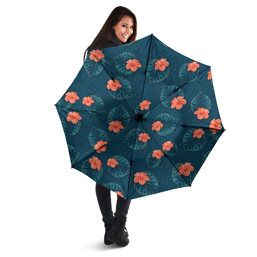Hawaii Monstera Umbrella Hibiscus Flowers Simple Style - Polynesian Pride