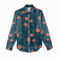 Hawaii Monstera Women Casual Shirt Hibiscus Flowers Simple Style - Polynesian Pride