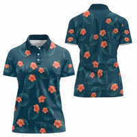 Hawaii Monstera Women Polo Shirt Hibiscus Flowers Simple Style - Polynesian Pride
