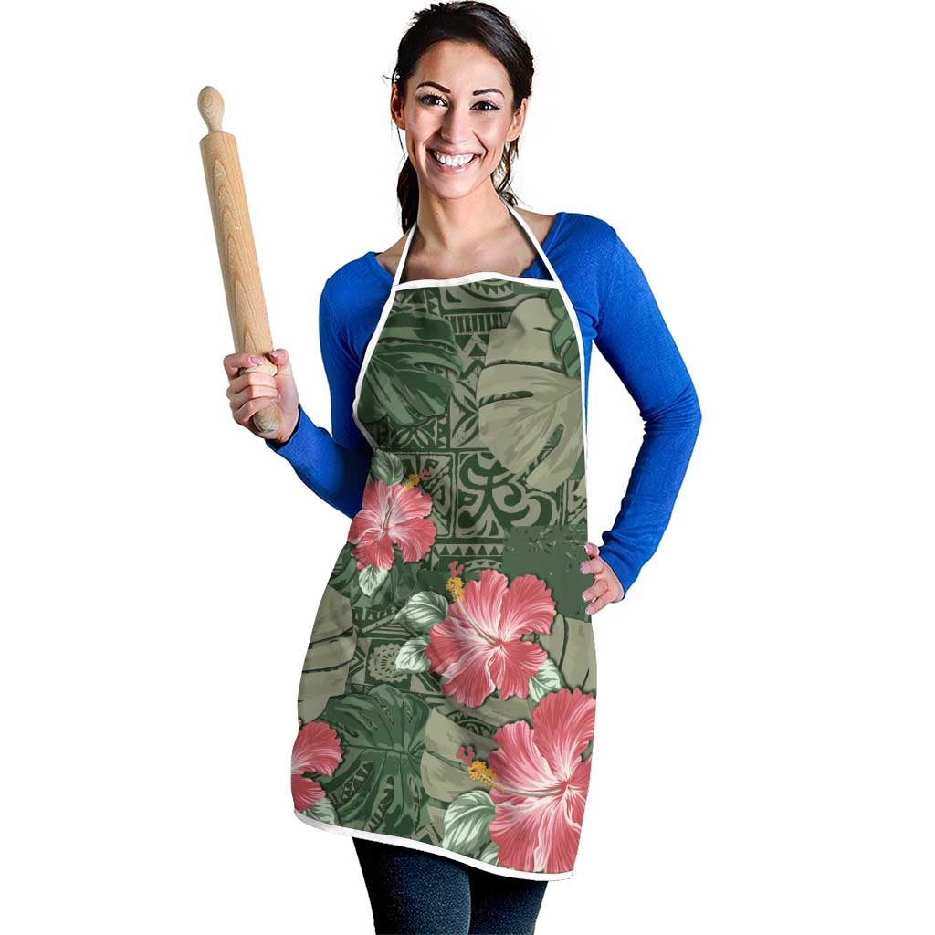 Hawaii Apron Green Polynesian Monstera Patterns - Polynesian Pride