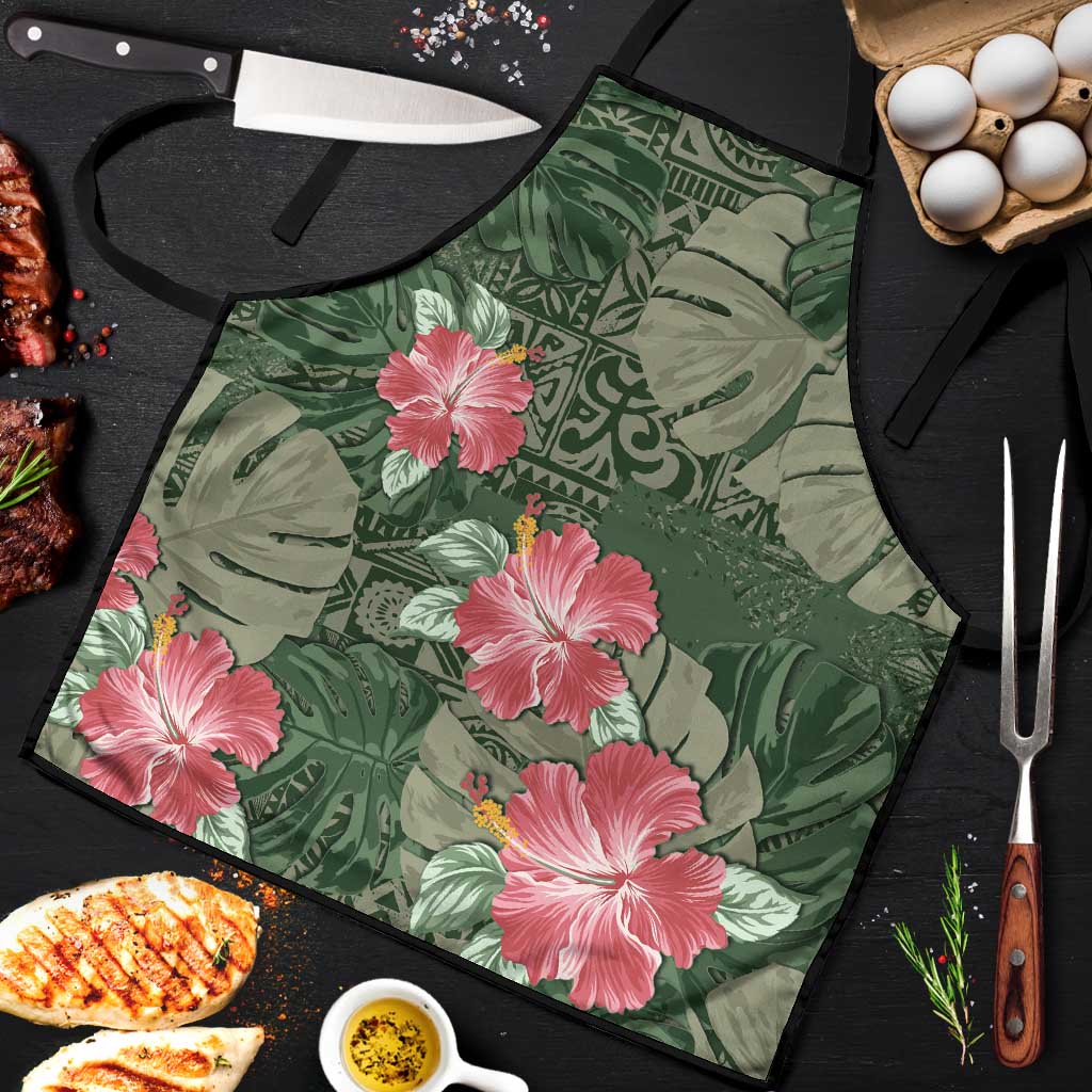 Hawaii Apron Green Polynesian Monstera Patterns - Polynesian Pride