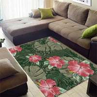 Hawaii Area Rug Green Polynesian Monstera Patterns - Polynesian Pride