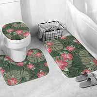 Hawaii Bathroom Set Green Polynesian Monstera Patterns - Polynesian Pride
