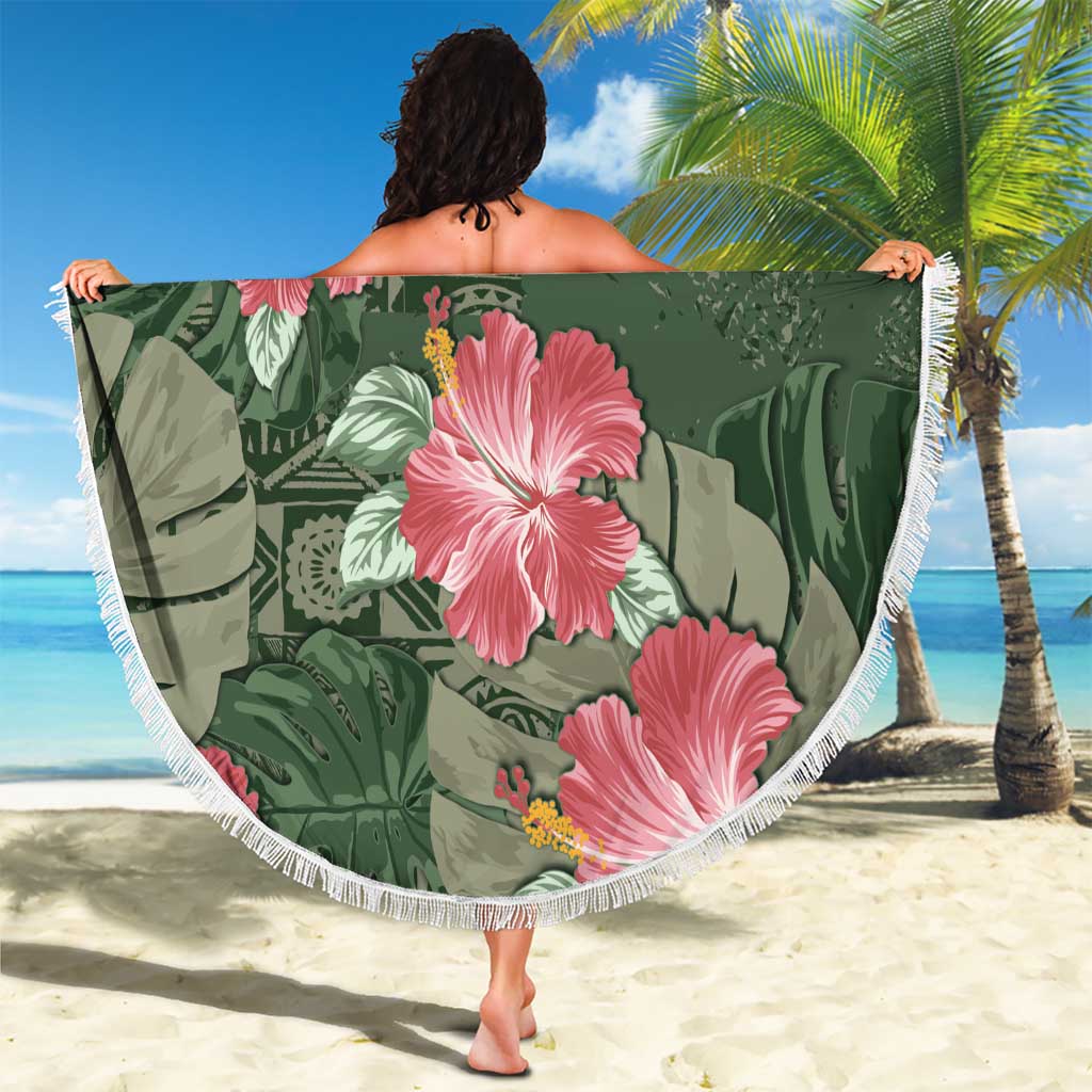 Hawaii Beach Blanket Green Polynesian Monstera Patterns - Polynesian Pride