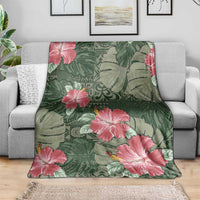 Hawaii Blanket Green Polynesian Monstera Patterns - Polynesian Pride
