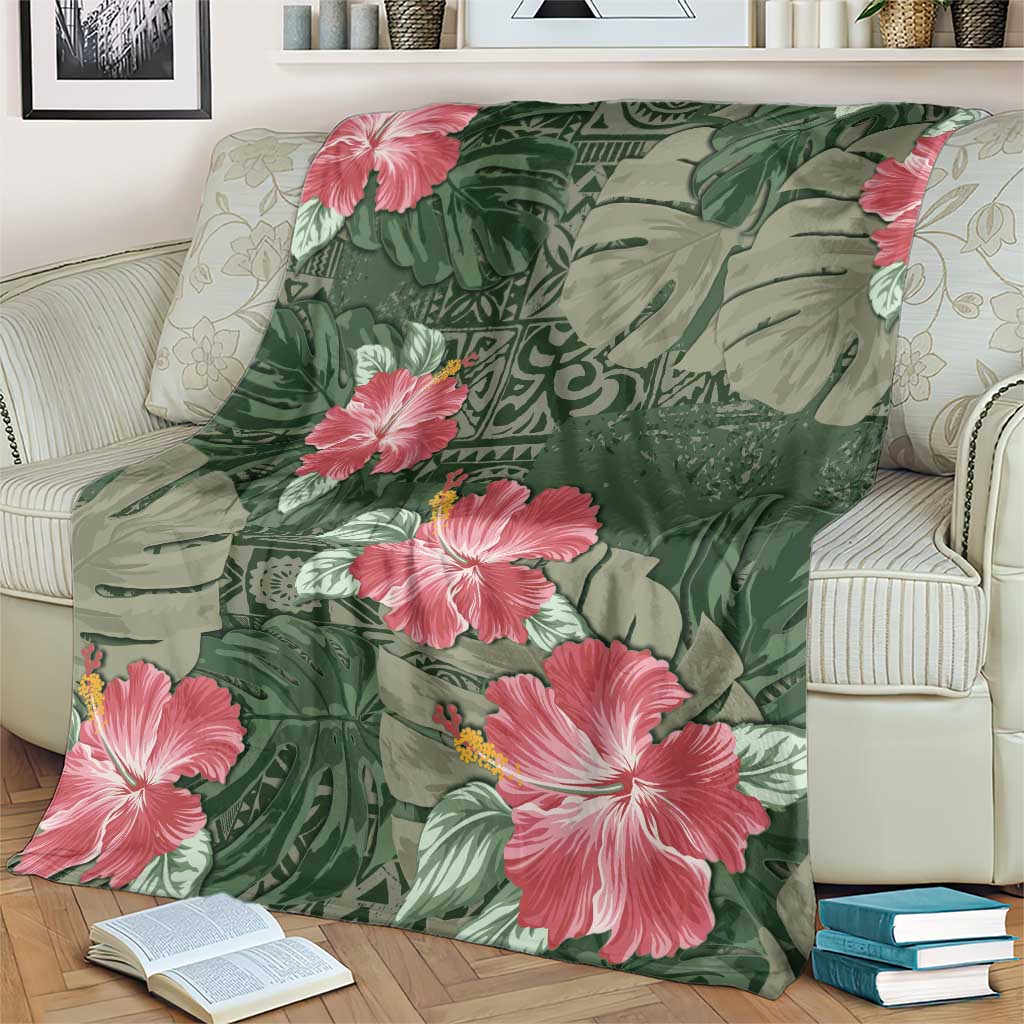 Hawaii Blanket Green Polynesian Monstera Patterns - Polynesian Pride