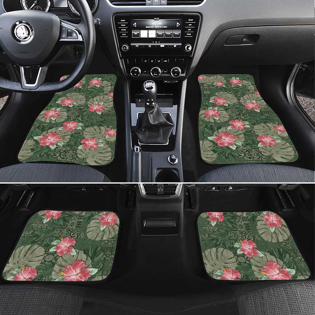 Hawaii Car Mats Green Polynesian Monstera Patterns - Polynesian Pride