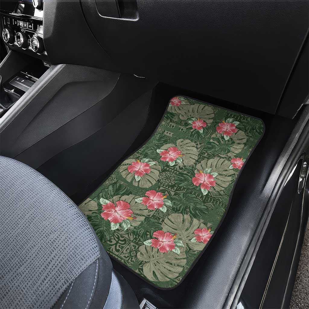 Hawaii Car Mats Green Polynesian Monstera Patterns - Polynesian Pride