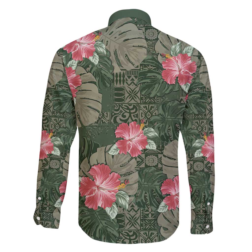 Hawaii Family Matching Short Sleeve Bodycon Dress and Hawaiian Shirt Green Polynesian Monstera Patterns - Polynesian Pride