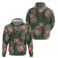 Hawaii Hoodie Green Polynesian Monstera Patterns - Polynesian Pride