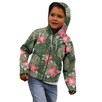 Hawaii Kid Hoodie Green Polynesian Monstera Patterns - Polynesian Pride