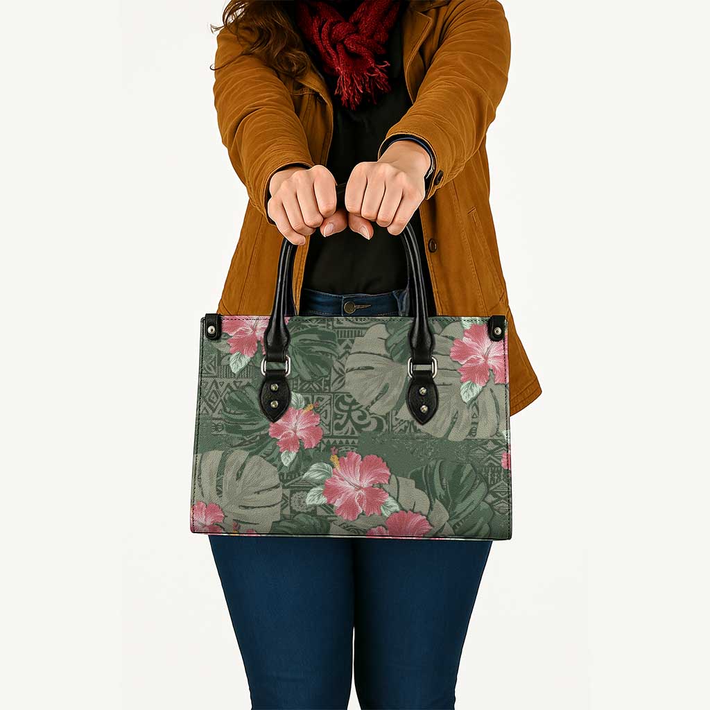 Hawaii Leather Bag Green Polynesian Monstera Patterns DT05 Green - Polynesian Pride