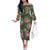 Hawaii Off The Shoulder Long Sleeve Dress Green Polynesian Monstera Patterns - Polynesian Pride