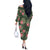 Hawaii Off The Shoulder Long Sleeve Dress Green Polynesian Monstera Patterns - Polynesian Pride