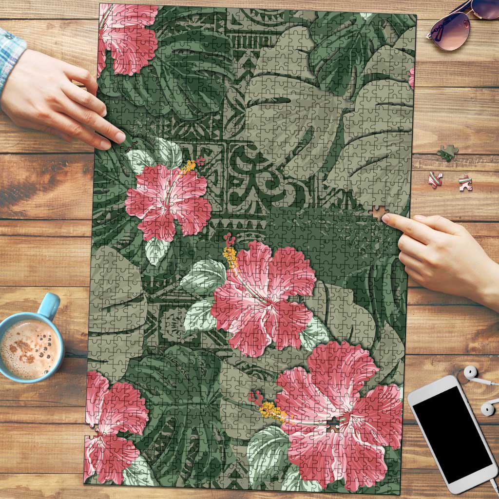 Hawaii Puzzle Green Polynesian Monstera Patterns - Polynesian Pride
