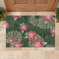 Hawaii Rubber Doormat Green Polynesian Monstera Patterns - Polynesian Pride