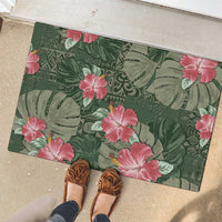 Hawaii Rubber Doormat Green Polynesian Monstera Patterns - Polynesian Pride