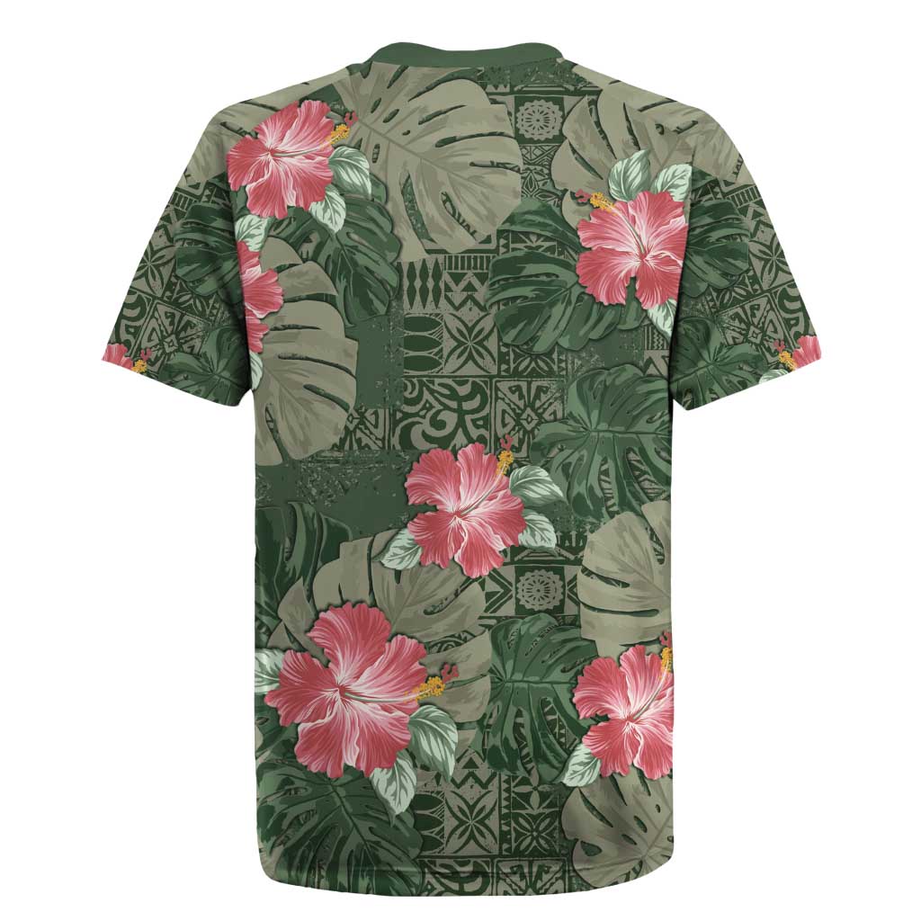 Hawaii Rugby Jersey Green Polynesian Monstera Patterns DT05 - Polynesian Pride