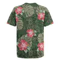 Hawaii Rugby Jersey Green Polynesian Monstera Patterns DT05 - Polynesian Pride