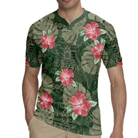 Hawaii Rugby Jersey Green Polynesian Monstera Patterns DT05 - Polynesian Pride