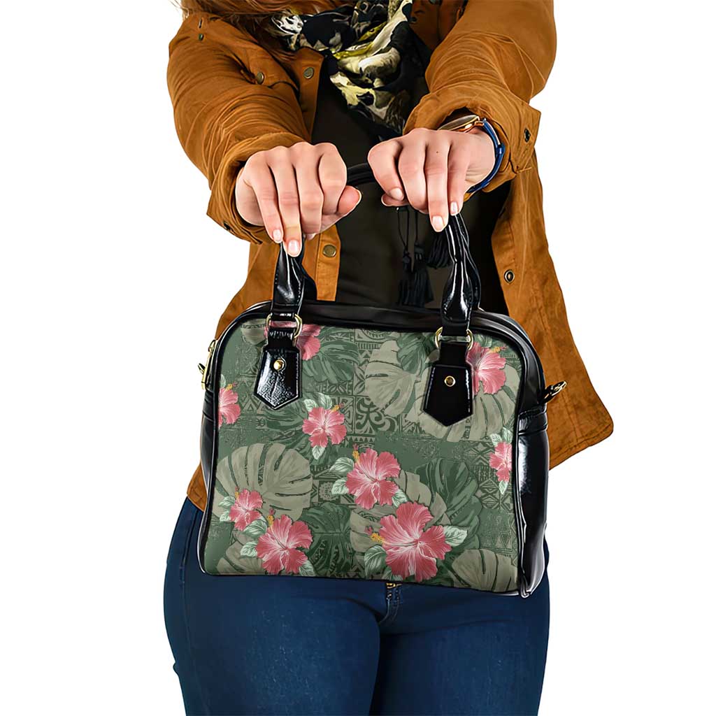 Hawaii Shoulder Handbag Green Polynesian Monstera Patterns - Polynesian Pride
