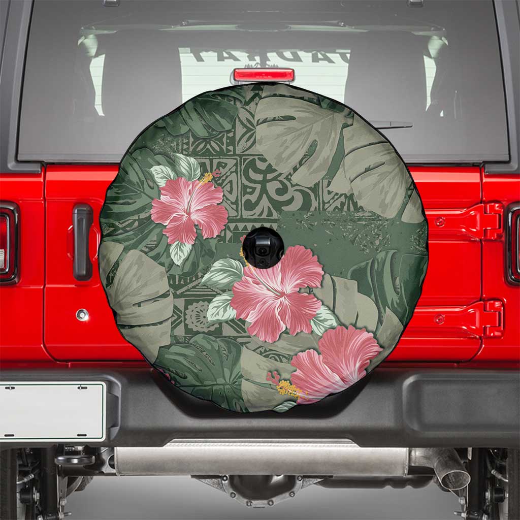 Hawaii Spare Tire Cover Green Polynesian Monstera Patterns - Polynesian Pride