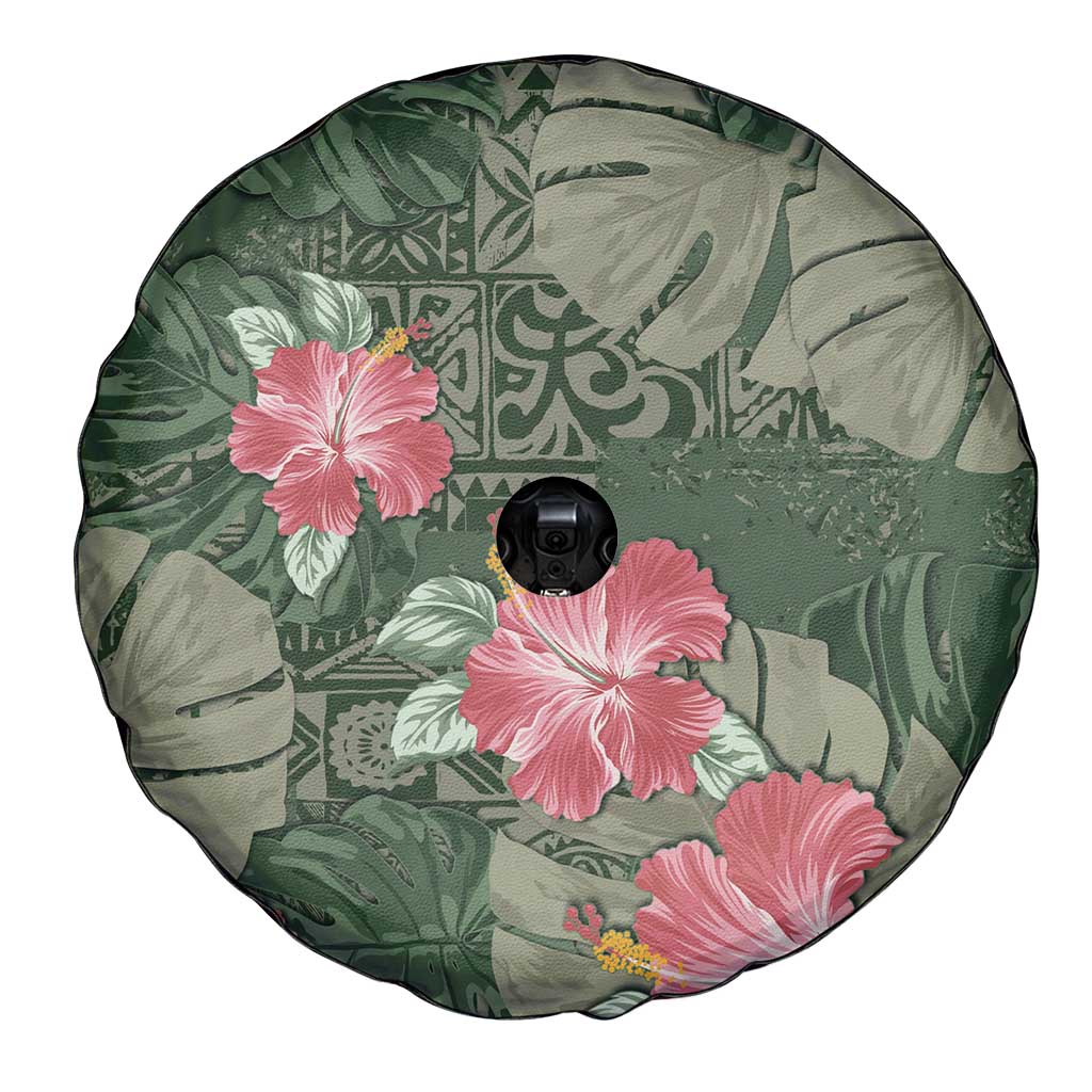 Hawaii Spare Tire Cover Green Polynesian Monstera Patterns - Polynesian Pride