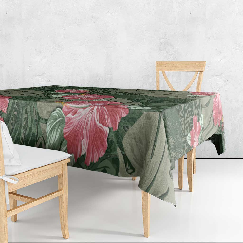 Hawaii Tablecloth Green Polynesian Monstera Patterns - Polynesian Pride