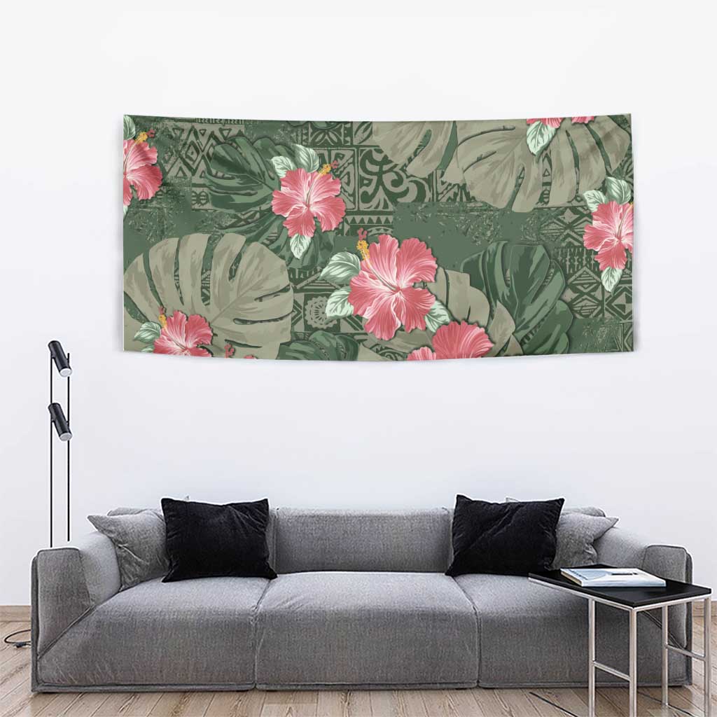 Hawaii Tapestry Green Polynesian Monstera Patterns - Polynesian Pride
