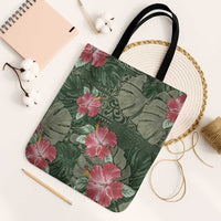 Hawaii Tote Bag Green Polynesian Monstera Patterns - Polynesian Pride