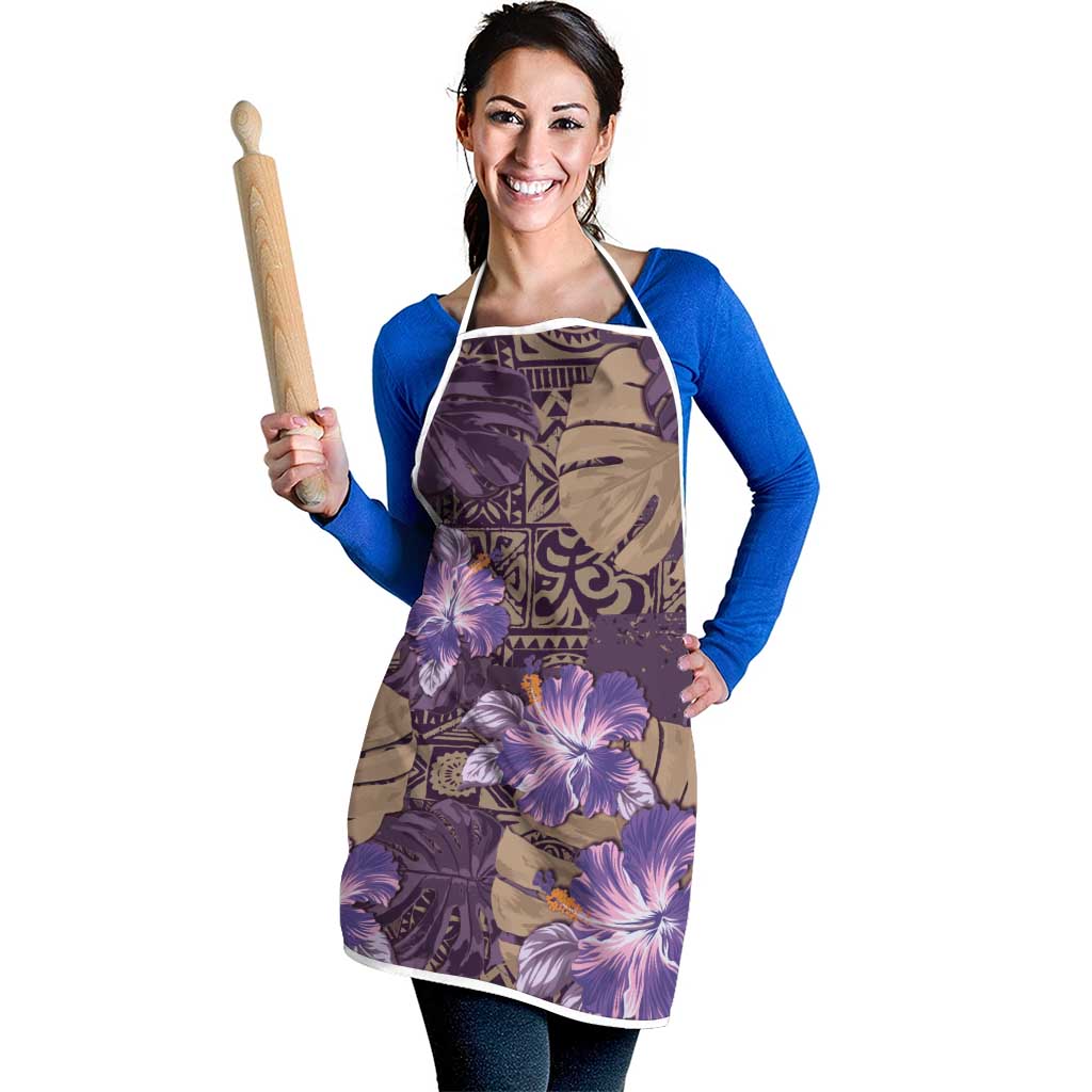 Hawaii Apron Purple Polynesian Monstera Patterns - Polynesian Pride