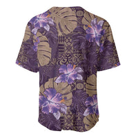 Hawaii Baseball Jersey Purple Polynesian Monstera Patterns - Polynesian Pride