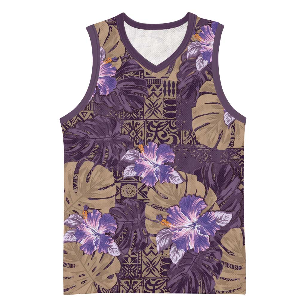 Hawaii Basketball Jersey Purple Polynesian Monstera Patterns DT05 Unisex Purple - Polynesian Pride
