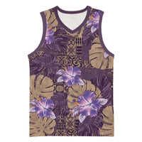 Hawaii Basketball Jersey Purple Polynesian Monstera Patterns DT05 Unisex Purple - Polynesian Pride