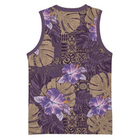 Hawaii Basketball Jersey Purple Polynesian Monstera Patterns DT05 - Polynesian Pride