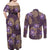 Hawaii Couples Matching Off Shoulder Maxi Dress and Long Sleeve Button Shirt Purple Polynesian Monstera Patterns - Polynesian Pride