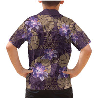 Hawaii Family Matching Mermaid Dress and Hawaiian Shirt Purple Polynesian Monstera Patterns - Polynesian Pride
