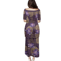 Hawaii Family Matching Puletasi and Hawaiian Shirt Purple Polynesian Monstera Patterns - Polynesian Pride