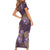 Hawaii Family Matching Short Sleeve Bodycon Dress and Hawaiian Shirt Purple Polynesian Monstera Patterns - Polynesian Pride