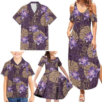 Hawaii Family Matching Summer Maxi Dress and Hawaiian Shirt Purple Polynesian Monstera Patterns DT05 - Polynesian Pride