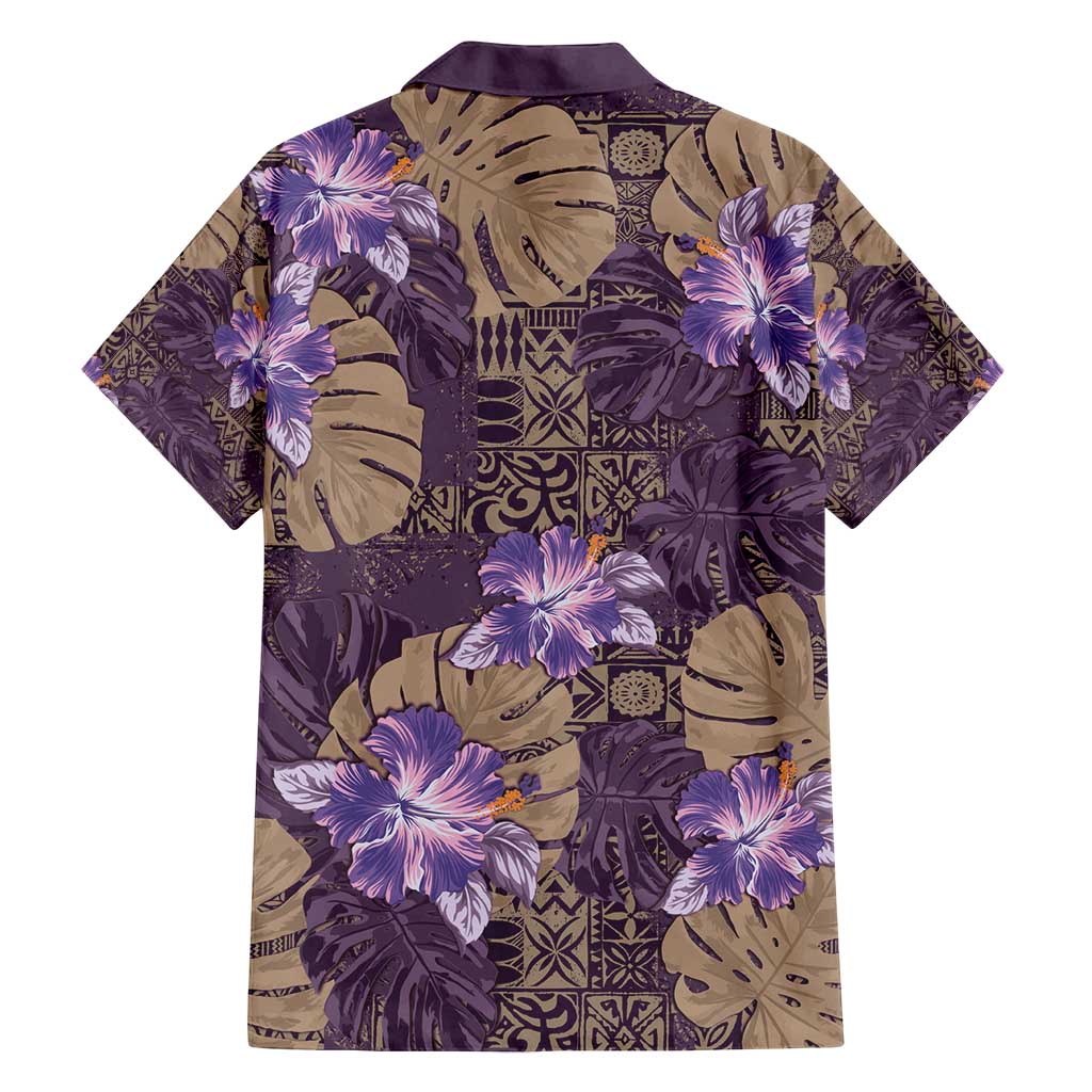 Hawaii Family Matching Tank Maxi Dress and Hawaiian Shirt Purple Polynesian Monstera Patterns - Polynesian Pride