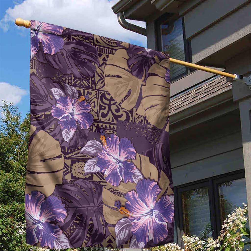 Hawaii Garden Flag Purple Polynesian Monstera Patterns DT05 - Polynesian Pride