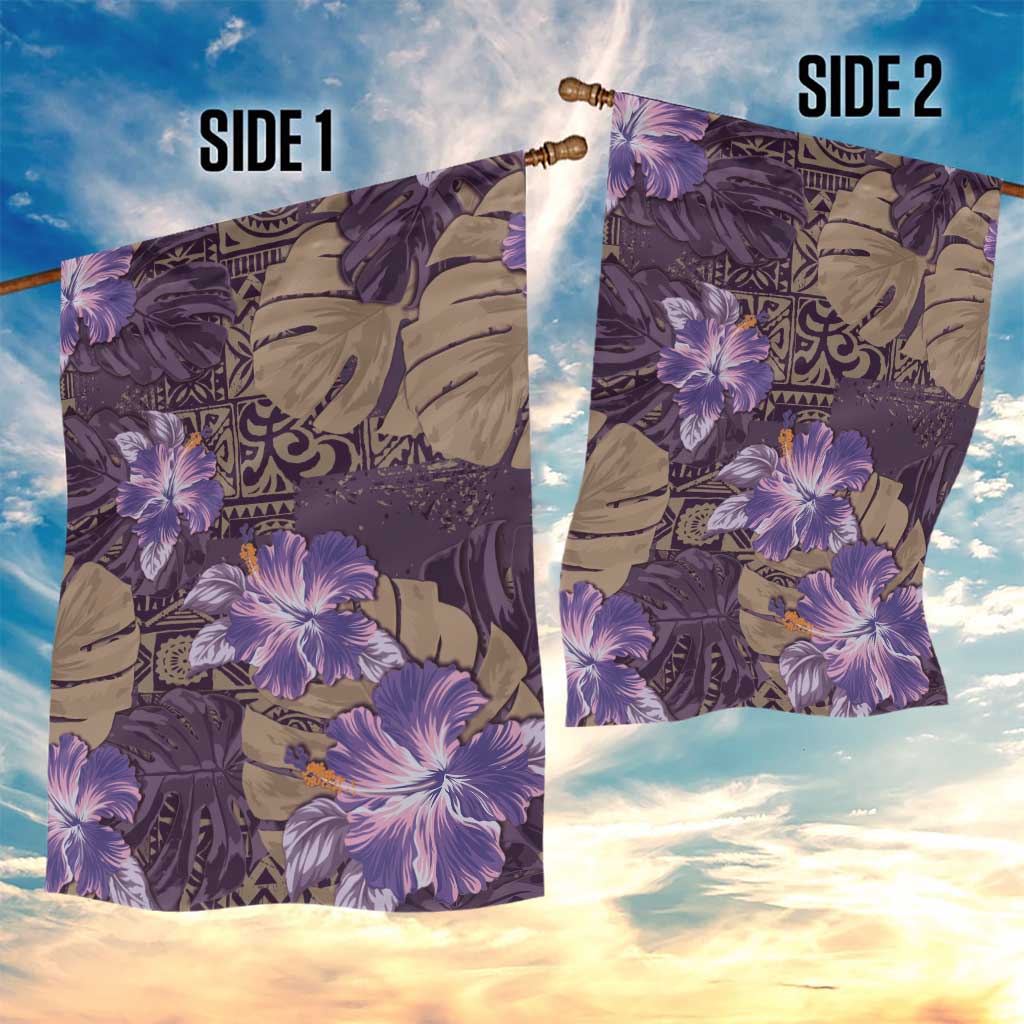 Hawaii Garden Flag Purple Polynesian Monstera Patterns DT05 - Polynesian Pride